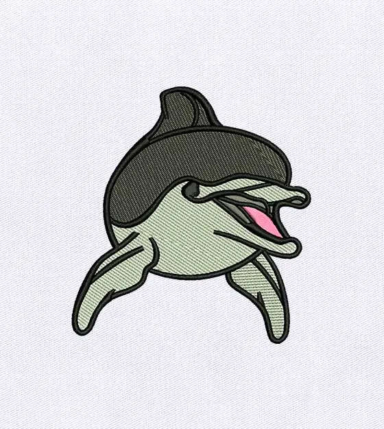 Chirpy Gray Dolphin Embroidery Design