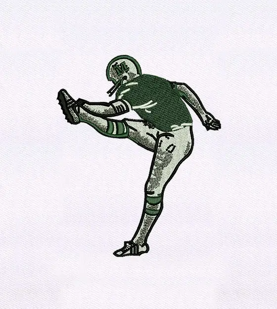 Pumped and Energetic Football Player Embroidery Design