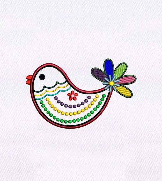 Colorful Exotic Little Bird Embroidery Design