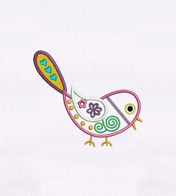 Captivatingly Precious Pink Bird Embroidery Design