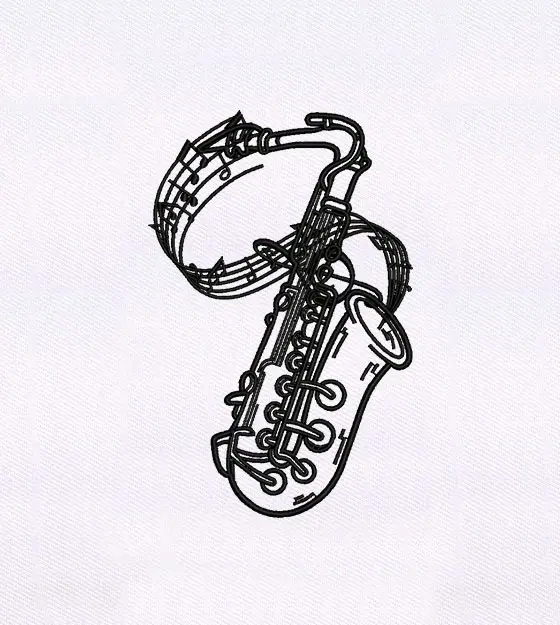 Beautiful Notes Playing Saxophone Embroidery Design