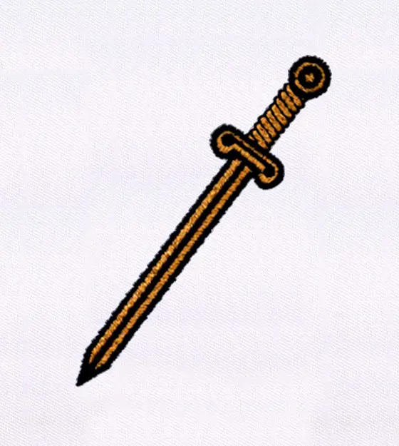 Classically Forged Metal Gray Sword Embroidery Design