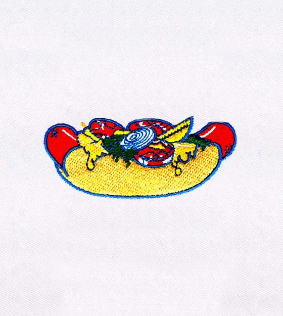 Delectable Mustard Laden Hot Dog Embroidery Design