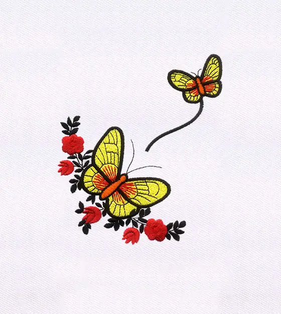 Nectar Suckling Fluttering Butterflies Embroidery Design