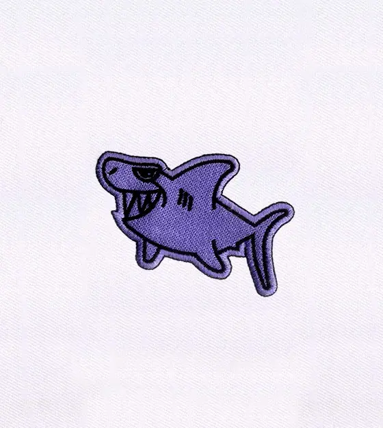 Teeth Baring Purple Shark Embroidery Design