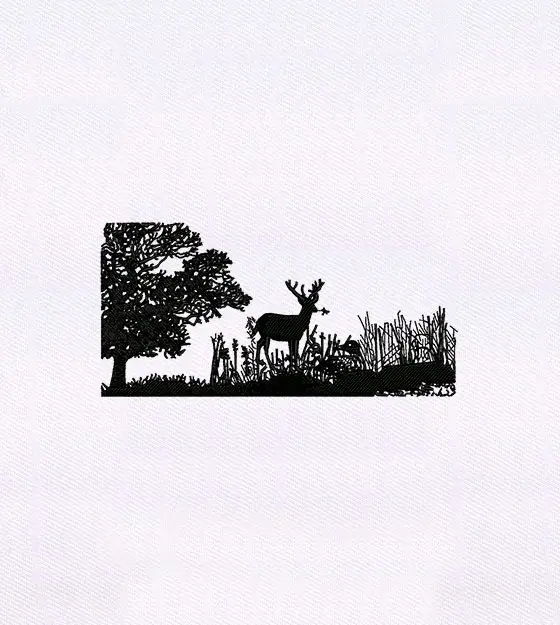 Deer Forest Embroidery Design