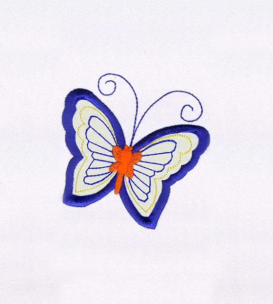 Blue and Orange Butterfly Applique Embroidery Design