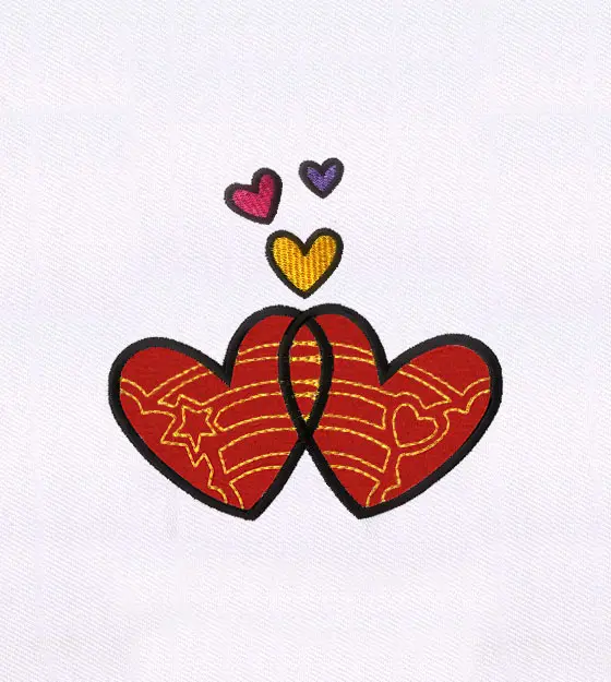 Fanciful Connected Hearts Embroidery Design