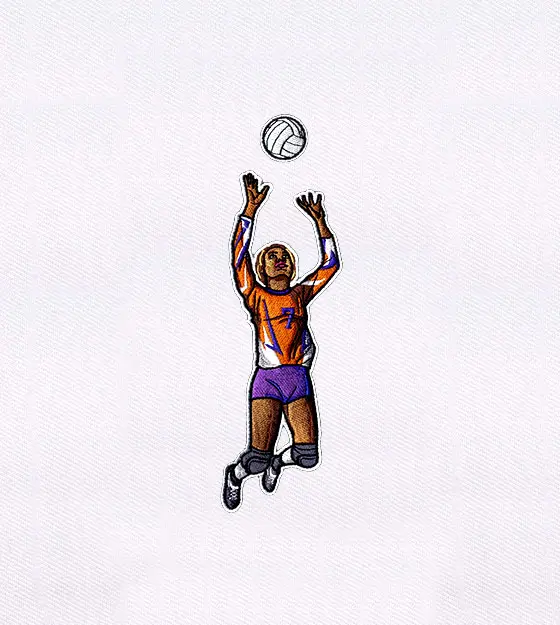 Volleyball Playing Athletic Woman Embroidery Design