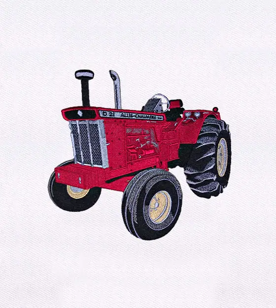 Exceptionally Detailed Red Tractor Embroidery Design