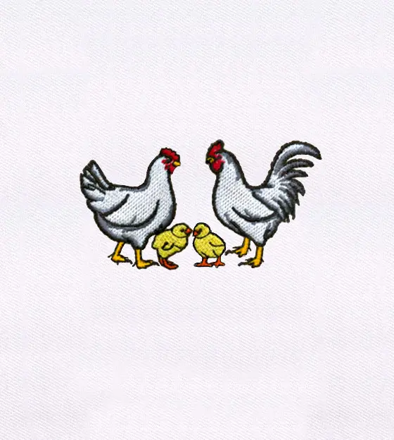Playful Chicken and Baby Chicks Embroidery Design