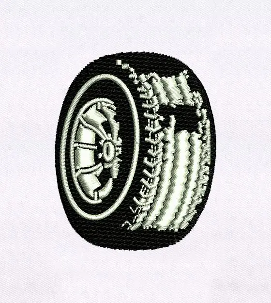 Magnificently Detail Rubber Tire Cap Embroidery Design