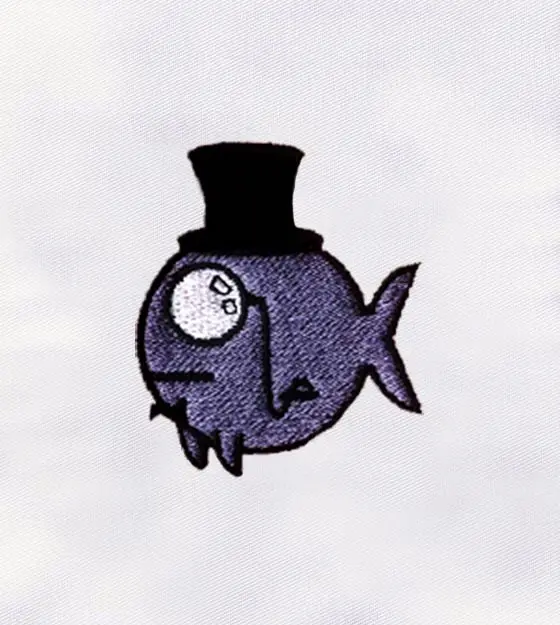 Monocle & Top Hat Style Fish Embroidery Design