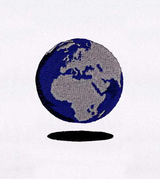 Levitating Globe of Earth Embroidery Design