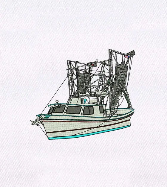 Large Industrial Sailing Boat Embroidery Design