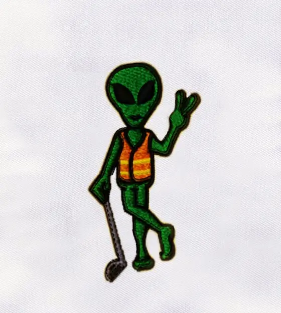 Golf Playing Alien Embroidery Design
