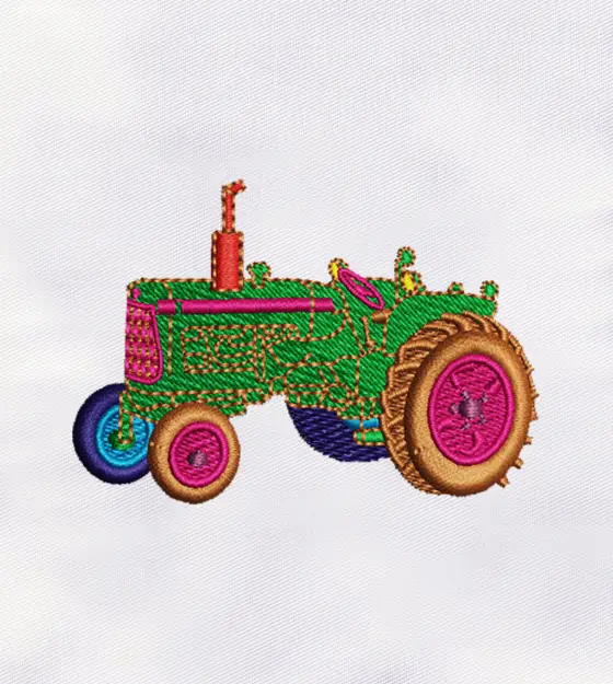 Colorful Tractor Machine Embroidery Design