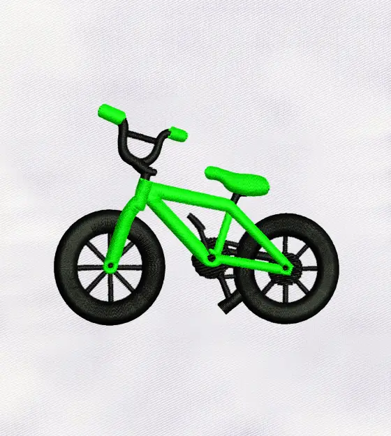 Green Bicycle Machine Embroidery Design
