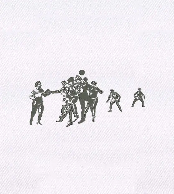 Soldiers Playing with Ball Embroidery Design