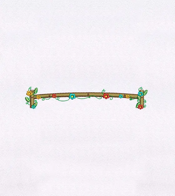 Colorful Flowers Hedge Border Embroidery Design