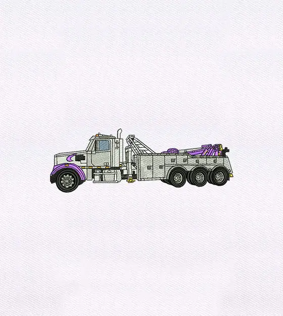 Large White Industrial Truck Embroidery Design