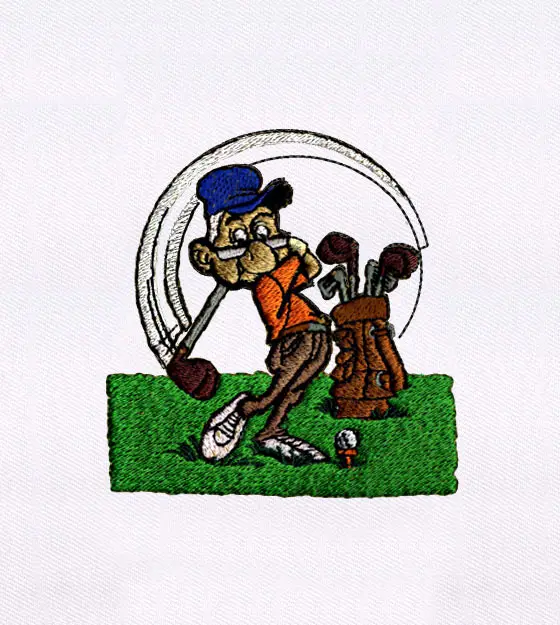 Golf Club Swinging Grandpa Embroidery Design