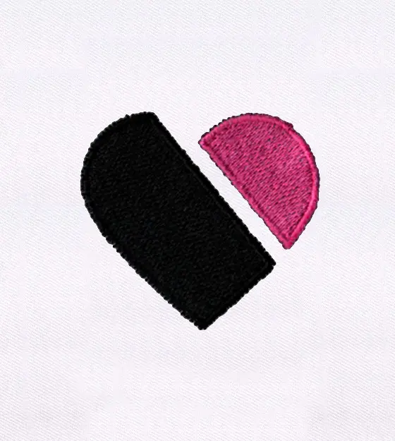 Distorted Pink and Black Heart Embroidery Design