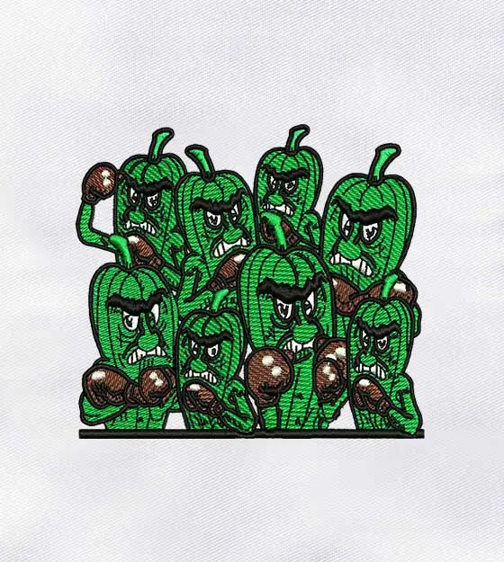 Angry Okra Plants Machine Embroidery Design
