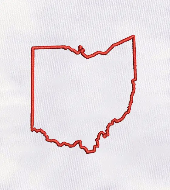 Ohio Map Outline Machine Embroidery Design