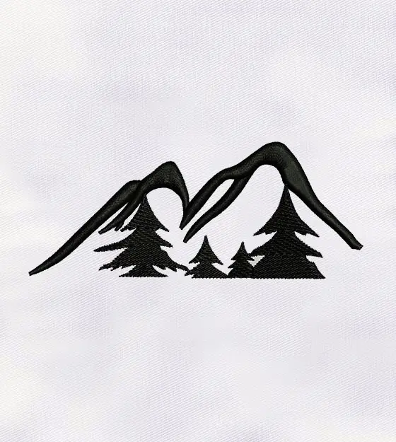 Black Mountains and Trees Machine Embroidery Design