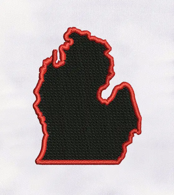 Beautiful Michigan State Map Embroidery Design