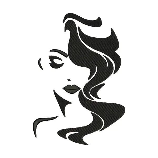 Seductive Woman Face Silhouette Embroidery Design