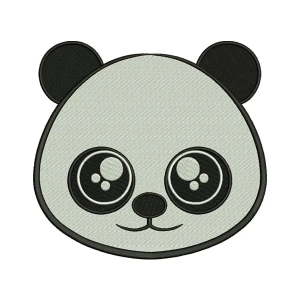 Cute and Big Eyes Panda Bear Face Embroidery Design