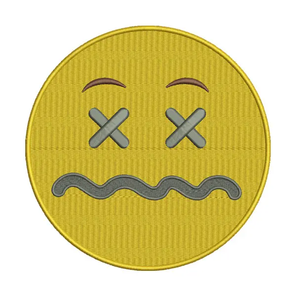 Confounded Emoji Embroidery Design