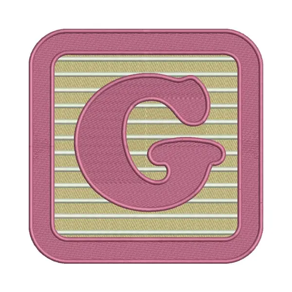 G Letter Alphabet Embroidery Design – Pink