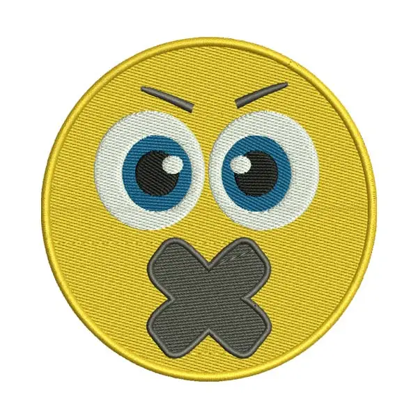 Cross Mouth Angry Emoji Embroidery Design