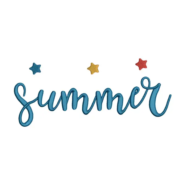 Starry Summer Caption Calligraphy Embroidery Design