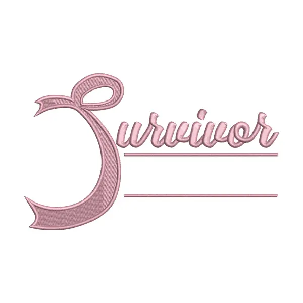 Motivating Pink Cancer Survivor Calligraphy Embroidery Design