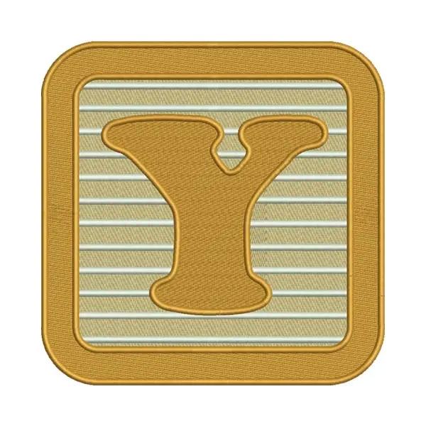 “Y” Letter Embroidery Design – Alphabet Patch with Yellow Frame & Stripes