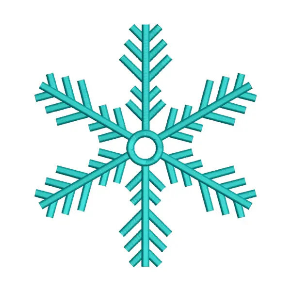 Attractive Cyan Stem-Shape Snowflake Embroidery Design