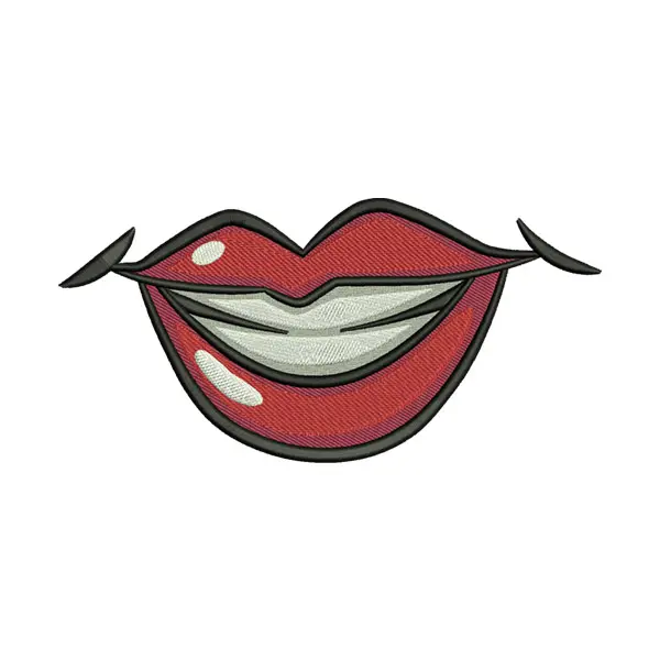 Provocative Red Lips Smile Embroidery Design