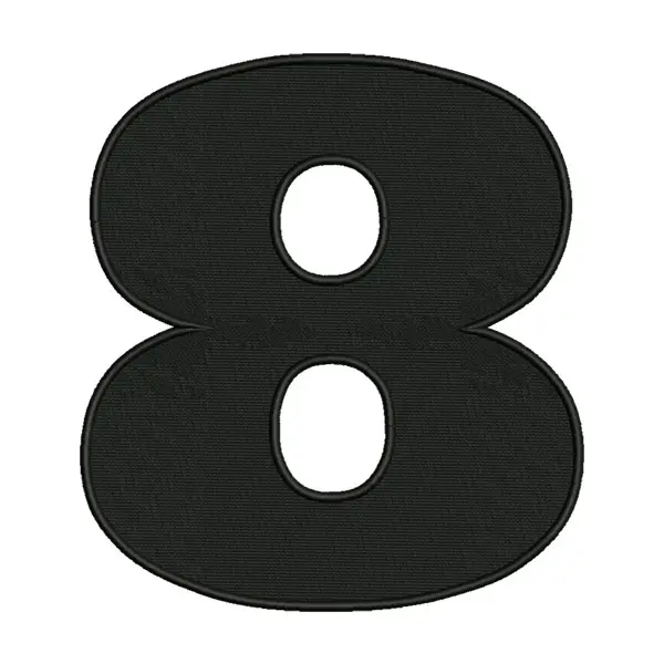 Number 8 Embroidery Design – Block Number Patch