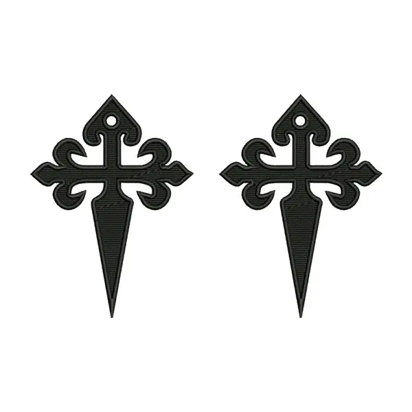 Black Cross Floral Earrings Embroidery Design