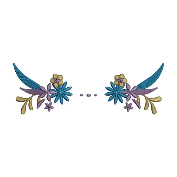 Blue, Purple & Golden Floral Divider Embroidery Design