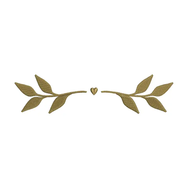 Brown Leaves Heart Branch Embroidery Design