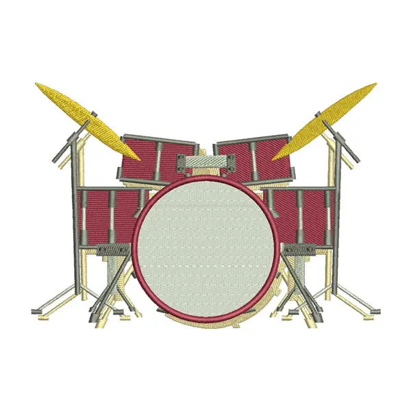 Drum Set Embroidery Design
