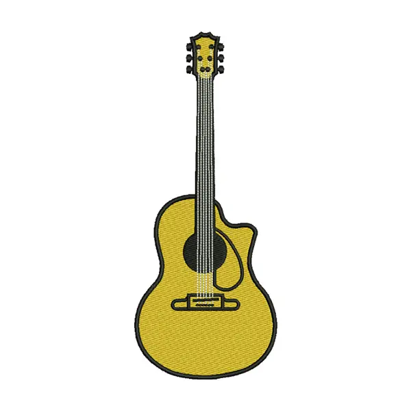 Acoustic Guitar Embroidery Design – Yellow Guitar Patch