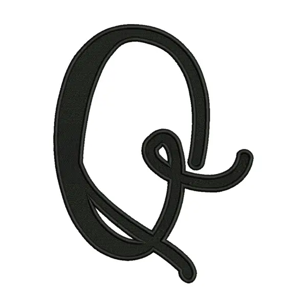 Uppercase Q Calligraphy Embroidery Design