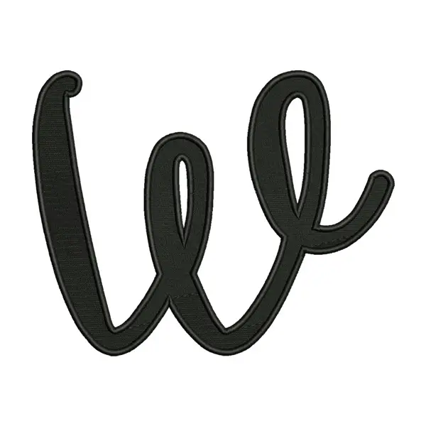 Letter w Embroidery Design – Lowercase Script Alphabet Patch