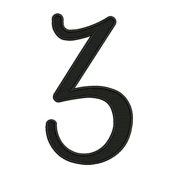 Number 3 Embroidery Design – Calligraphy Digit 3 Machine Embroidery File